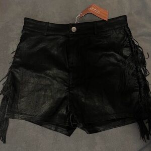 Black Fringe Women Shorts